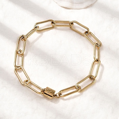 304 Stainless Steel Paperclip Chains Bracelets for Women BJEW-K237-21G-1