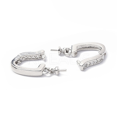 Brass Micro Pave Clear Cubic Zirconia Twister Clasps KK-P223-42P-1