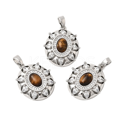 Natural Tiger Eye Pendants KK-G553-06P-1