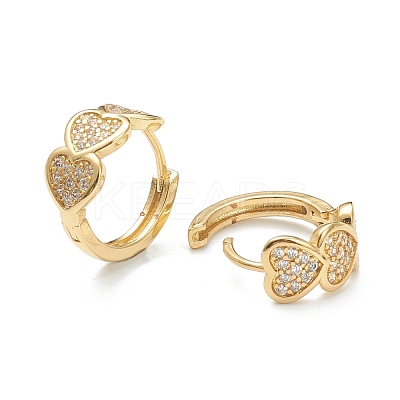 Brass Micro Pave Clear Cubic Zirconia Huggie Hoop Earrings EJEW-A058-15G-1