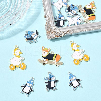 12Pcs 6 Styles Alloy Enamel Pendants ENAM-FP0002-62-1
