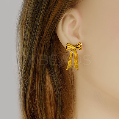 304 Stainless Steel Bowknot Stud Earrings OE8955-2-1