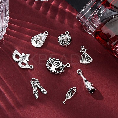 40Pcs 8 Styles Banquet Theme Tibetan Style Alloy Pendants TIBE-FP0001-09-1