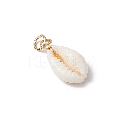 Natural Cowrie Shell Pendants PALLOY-JF03712-01-1