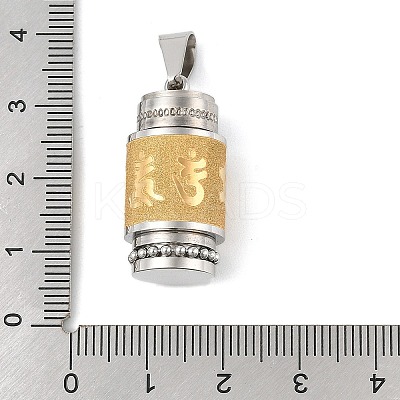 Buddhist Healing Prayer Wheel 304 Stainless Steel Pendants STAS-F168-67B-PG-1