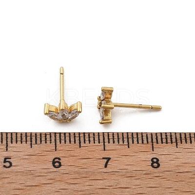 Brass Micro Pave Clear Cubic Zirconia Stud Earrings EJEW-R016-01G-04-1