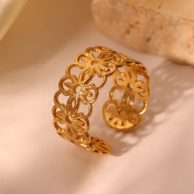 304 Stainless Steel Adjustable Cuff Rings for Women RJEW-Z099-03G-1