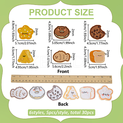 30Pcs 6 Styles Embroidered Cloth Patch PATC-FG0003-44-1