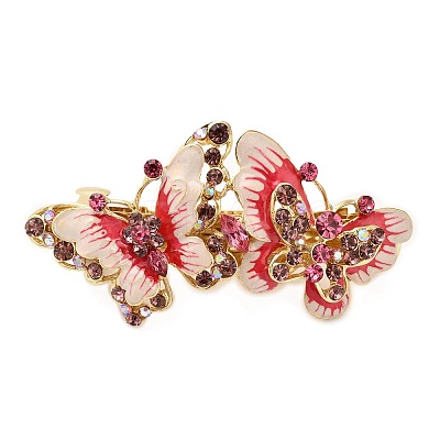 Alloy Rhinestone Enamel Hair Barrettes OHAR-B006-01G-02-1