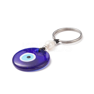 Handmade Lampwork Blue Evil Eye Keychain Key Ring KEYC-JKC00385-02-1