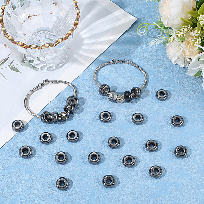 40Pcs Synthetic Non-magnetic Hematite European Beads G-BBC0001-53-1