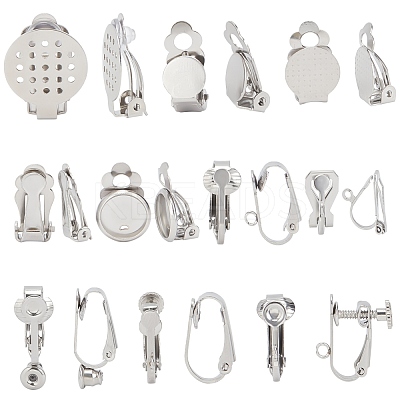 36Pcs 9 Style 304 Stainless Steel Clip-on Earring Findings STAS-SC0003-70-1