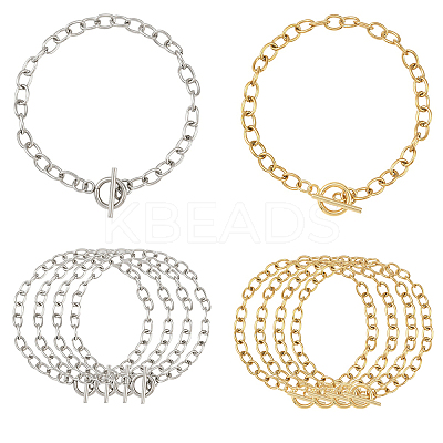 5Pcs 304 Stainless Steel Chain Bracelets BJEW-YW00017-01-1