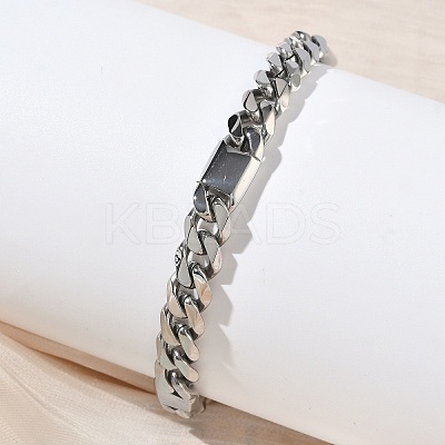 304 Stainless Steel Cuban Link Chain Bracelets for Women BJEW-G779-04A-P-1