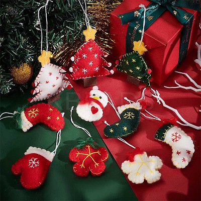 6Pcs 6 Style Wool Felt Pendant Decorations HJEW-NB0001-90-1