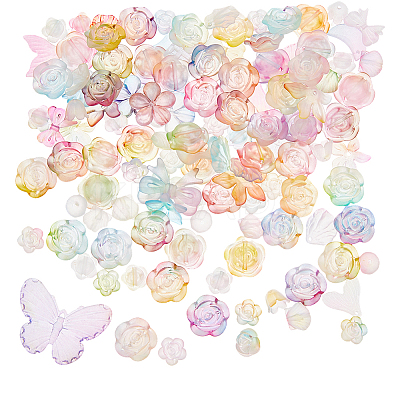 10Sets 200G Transparent Acrylic Frosted Beads FACR-HS0001-02C-1