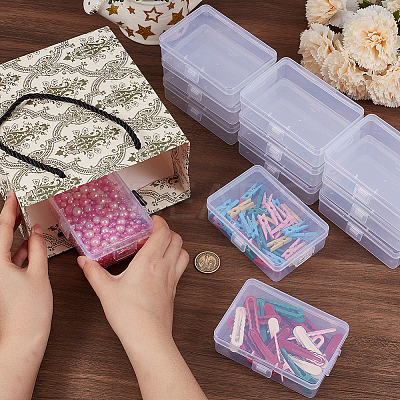 12Pcs Transparent Plastic Storage Boxes CON-CN0001-43-1