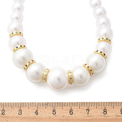 ABS Imitation Pearl Round Graduated Beaded Necklaces for Women NJEW-B125-01G-1
