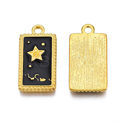 Rack Plating Golden Alloy Enamel Pendants ENAM-S122-50G-1