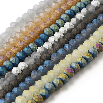 Electroplated Glass Beads Strands EGLA-P054-01-1