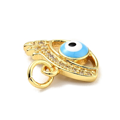 Rack Plating Brass Micro Pave Clear Cubic Zirconia Charms KK-G394-07G-1