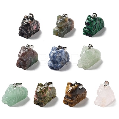 Natural & Synthetic Mixed Gemstone Pendants G-B068-06P-1