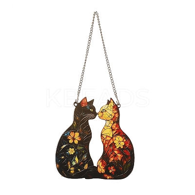 Stained Acrylic & Iron Suncatchers HJEW-F022-01C-1