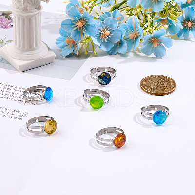 50Pcs Adjustable 304 Stainless Steel Finger Rings Findings DIY-CA0005-54-1