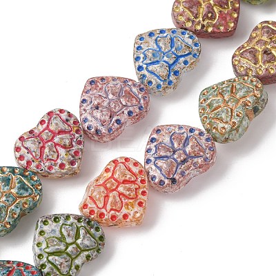 Painted Glass Beads Strands GLAA-B037-14C-1
