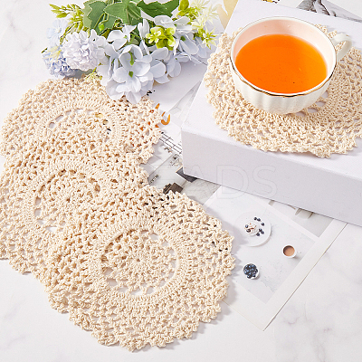 Handmade Cotton Lace Cup Coasters AJEW-GF0008-84B-1