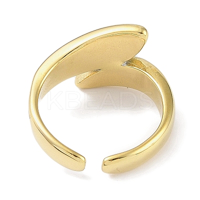 Leaf 304 Stainless Steel Rhinestone Cuff Ring for Women RJEW-C099-03G-02-1