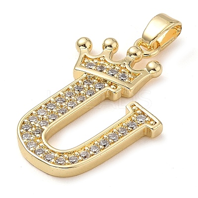 Rack Plating Brass Micro Pave Cubic Zirconia Pendants KK-D535-01U-RS-1