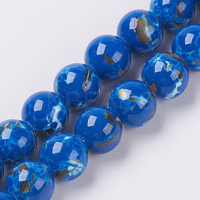 Sea Shell and Synthetic Turquoise Assembled Beads Strands G-G758-06-6mm-1