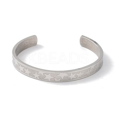 Non-Tarnish 304 Stainless Steel Star Cuff Bangles BJEW-F464-P-02-1