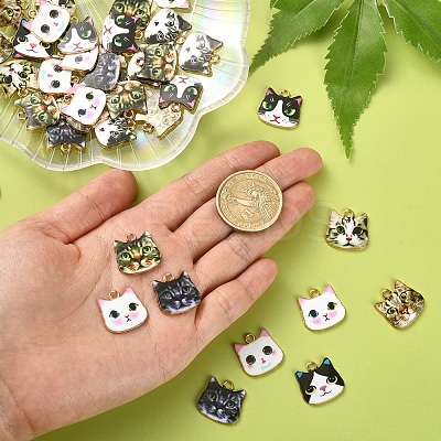 45Pcs 9 Styles Printed Alloy Pendants ENAM-CJ0003-46-1