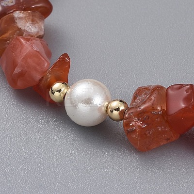 Natural Red Agate/Carnelian Chip Beaded Bracelets BJEW-JB04933-05-1