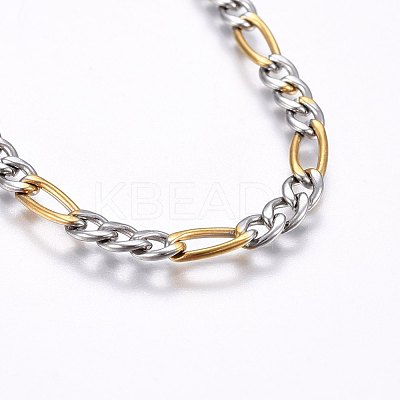 304 Stainless Steel Figaro Chain Bracelets BJEW-I266-02GP-1