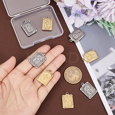 8Pcs 2 Colors 304 Stainless Steel Pendants STAS-UN0042-20-1
