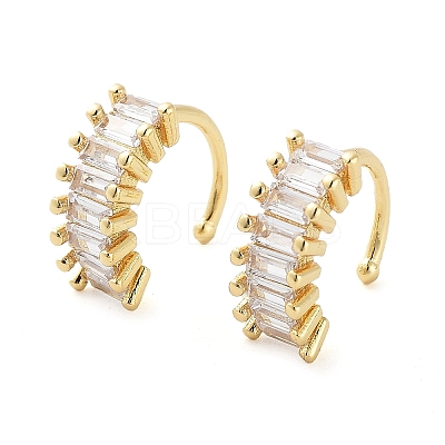 Brass Micro Pave Cubic Zirconia Cuff Earrings for Women EJEW-D088-06G-1