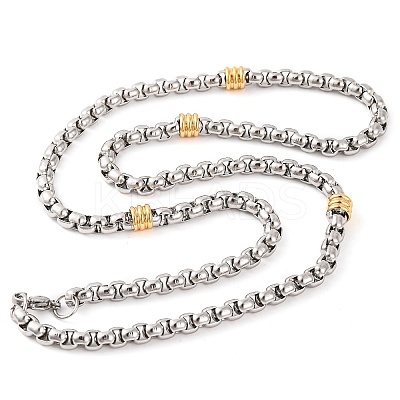 304 Stainless Steel Box Chain Necklaces for Women NJEW-G140-03GP-1