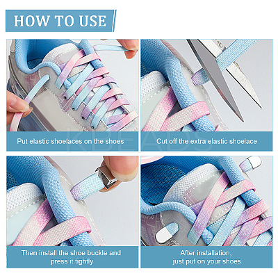 12 Sets 12 Colors Elastic Polyester Cord No Tie Shoelace AJEW-PH0004-36-1