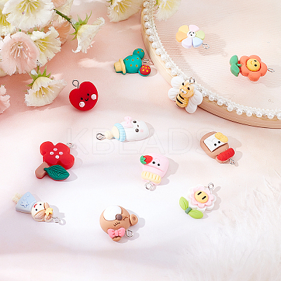 36Pcs 12 Style Resin Pendants RESI-SC0002-14-1
