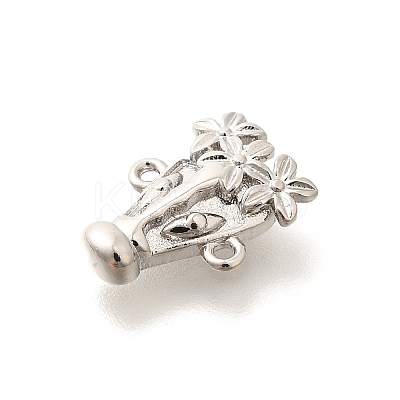 Rack Plating Brass Flower Animal Connector Charms KK-L225-027P-1