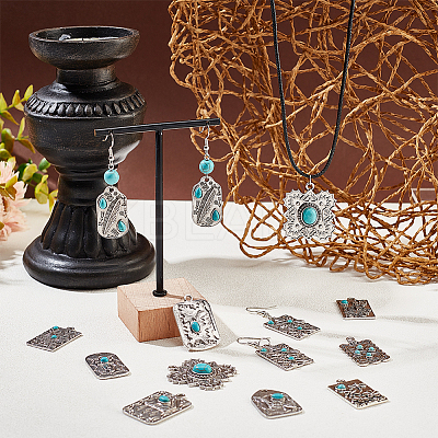 24Pcs 12 Styles Synthetic Turquoise Pendants PALLOY-PH0002-20-1