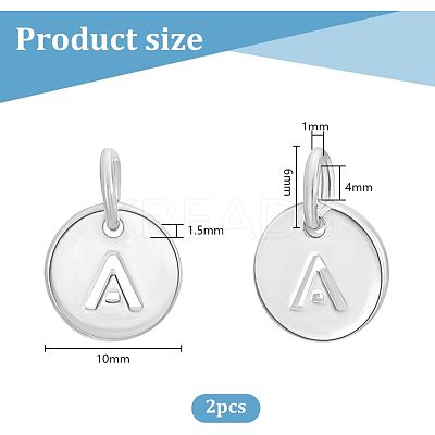 2Pcs 925 Sterling Silver Hollow Flat Round Charms with Jump Rings STER-PH0002-83A-1