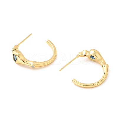 Cubic Zirconia C-shape Stud Earrings EJEW-F281-30A-G-1