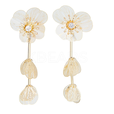 1 Pair Flower with Butterfly Alloy Dangle Stud Earrings EJEW-FI0002-03-1