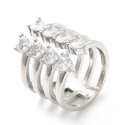 Clear Cubic Zirconia Open Cuff Ring RJEW-E064-03P-1