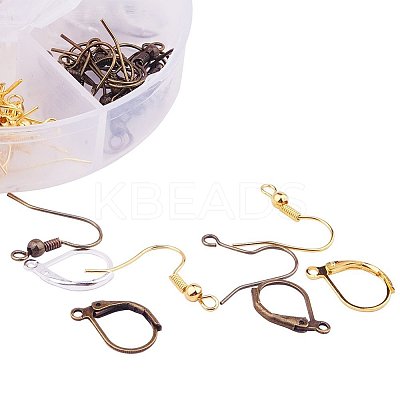 Multicolor Brass 15mm Leverback Earring Findings and 19mm Earring Hooks Sets for Jewelry Making KK-PH0015-06-1