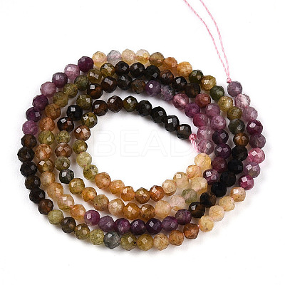 Gradient Color Natural Multicolor Tourmaline Beads Strands G-T141-68A-1